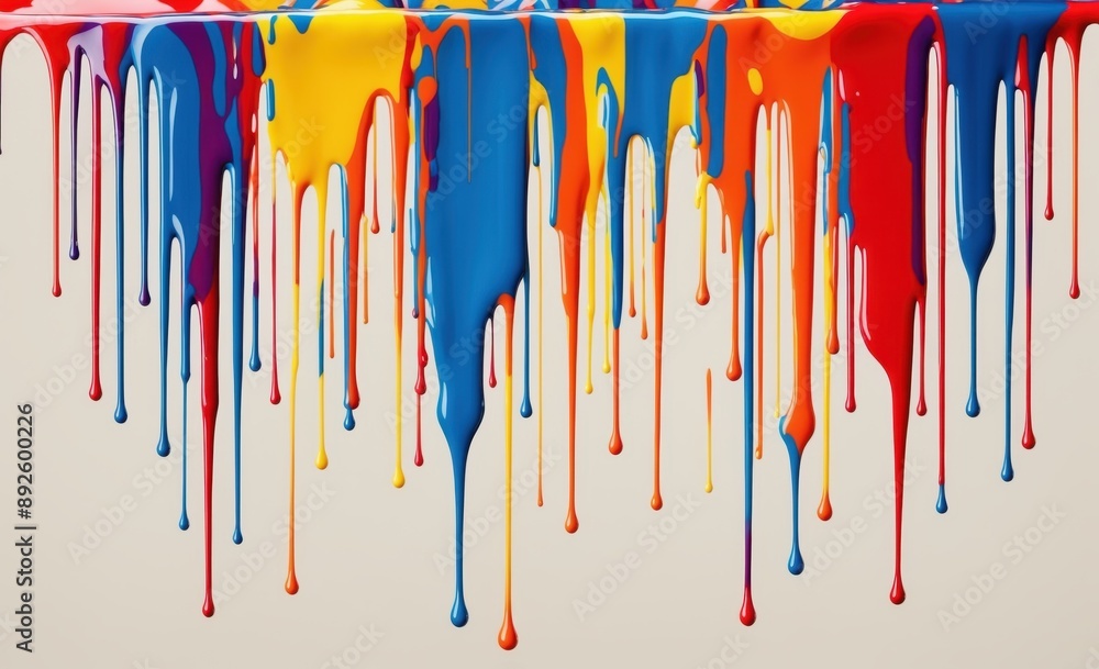 Dripping Paint in Primary Colors Dripping Paint in Primary Colors