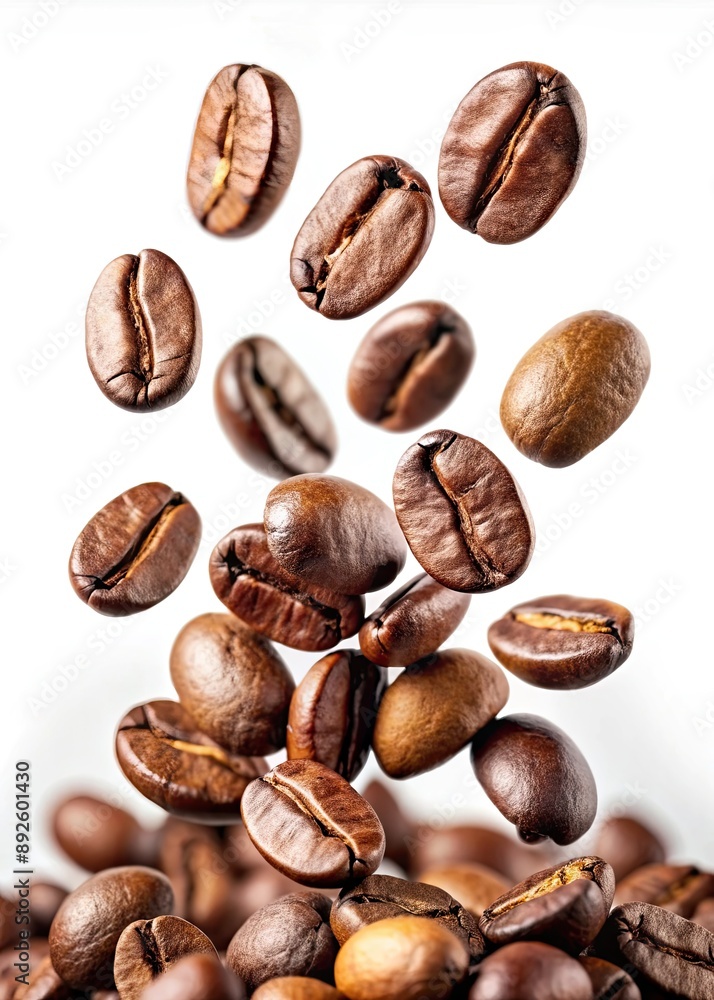 Close-up of coffee beans on a white background. Close-up of coffee beans on a white background.