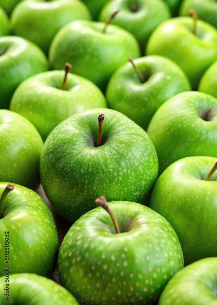 Fresh green apples stacked together. Fresh green apples stacked together.