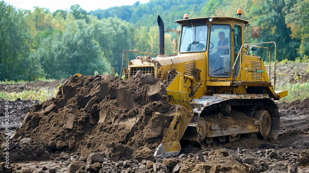 Bulldozer Digging in a Construction Site. Bulldozer Digging in a Construction Site.
