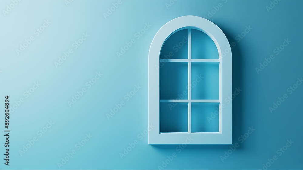 Paper cut Window icon isolated on blue background Paper cut Window icon isolated on blue background