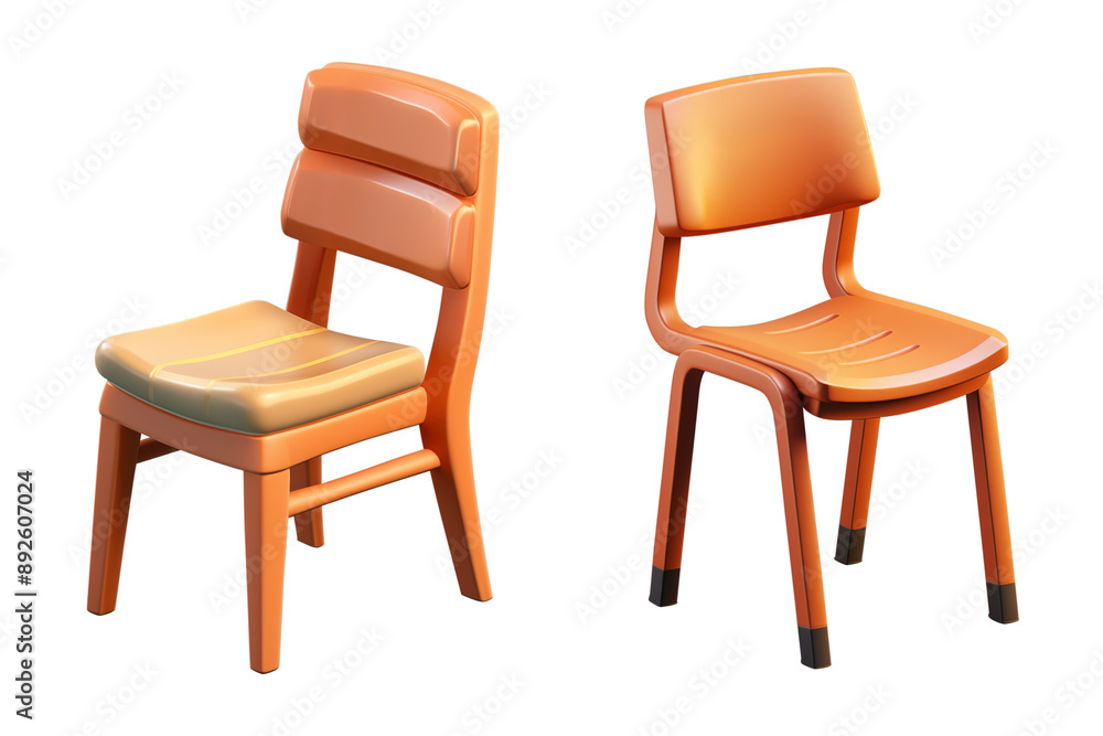 Wooden Chair 3d Clay Isolated on Transparent Background Wooden Chair 3d Clay Isolated on Transparent Background