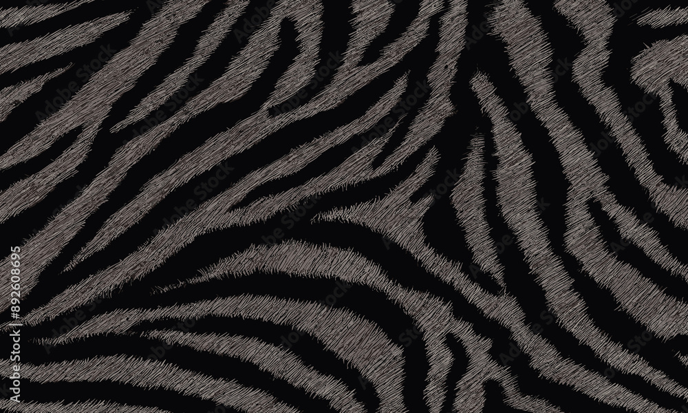 Detailed Black Tiger Skin Pattern Vector Illustration With Wild Texture. Animal Striped Skin Fur Pattern Texture Background Detailed Black Tiger Skin Pattern Vector Illustration With Wild Texture. Animal Striped Skin Fur Pattern Texture Background
