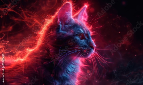Feline Fire: A Mystical Cat Portrait