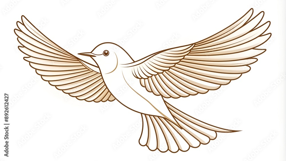 Obraz premium Freedom in Motion: Line Drawing of a Bird in Flight Generative AI Computational creativity
