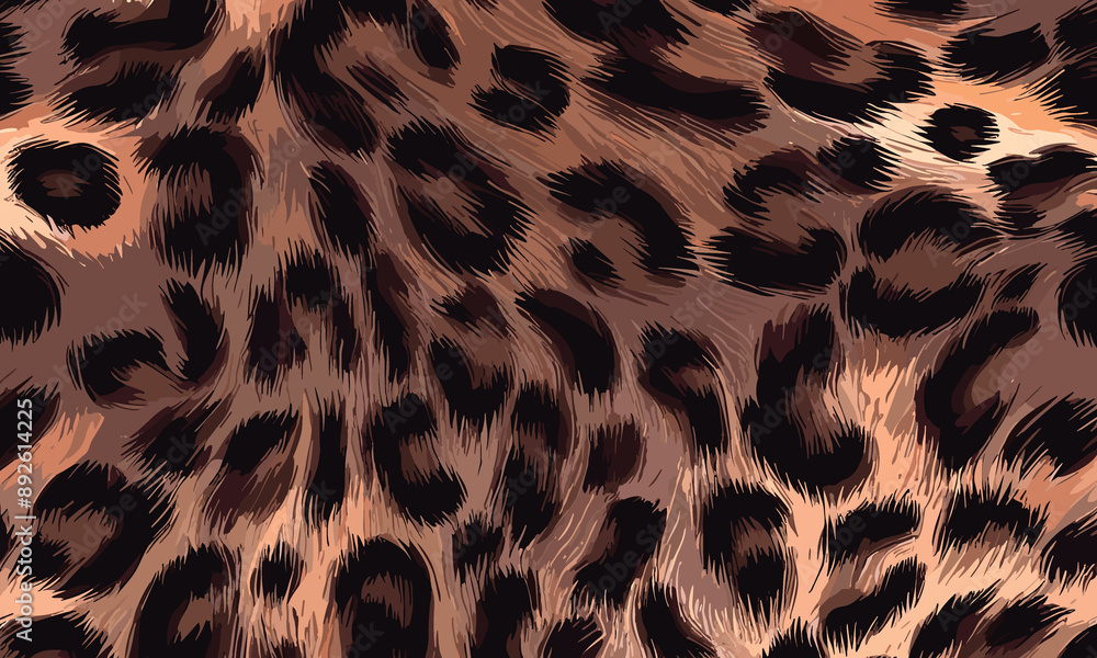 Naklejka premium Leopard Skin Texture Pattern Vector. Seamless Animal Wildlife Skin Pattern. Leopard Fur Camouflage Background.