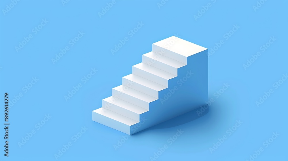 Simple stair icon on blue background Simple stair icon on blue background