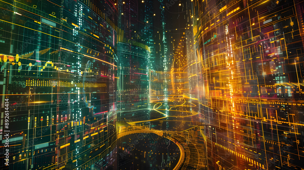 Black digital background technology technological operations neural ...