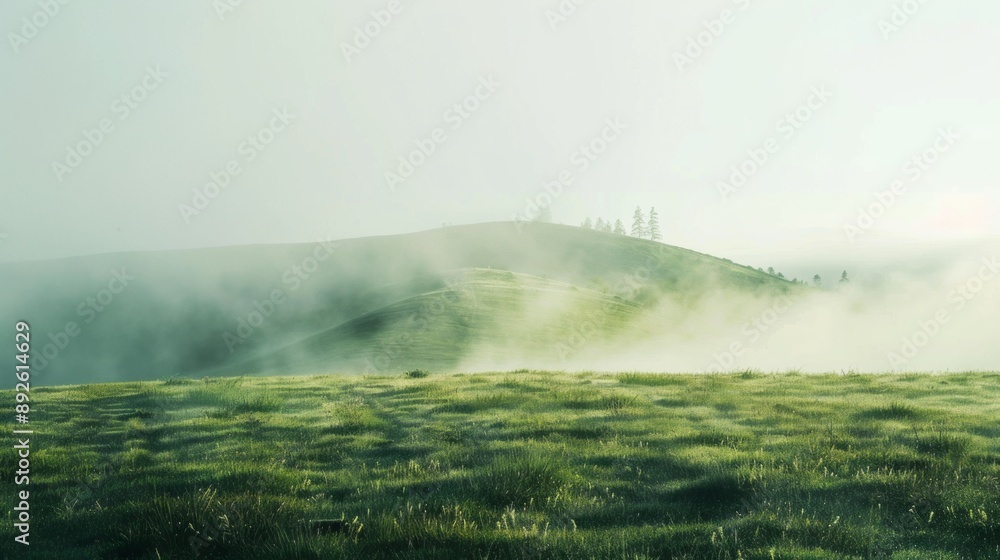 Fototapeta premium fogging hill on morning. copy space