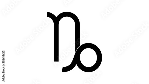 Capricorn Astrology symbol, black isolated silhouette