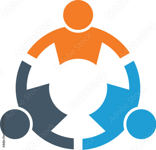 Abstract illustration of three connected figures in a circular formation, ideal for flyers and advertisements, featuring ample copy space, perfect for teamwork, collaboration, and community themes