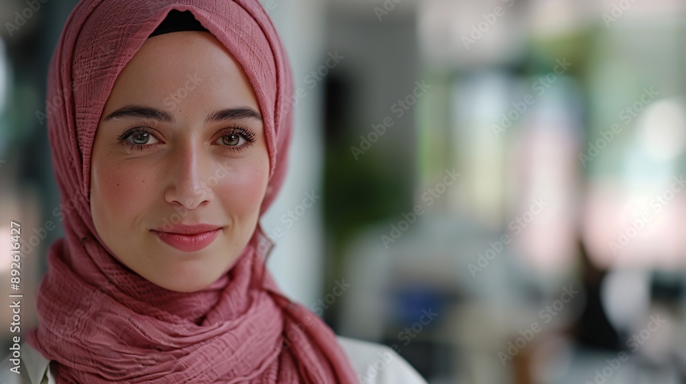 Hijab girl in diverse workspace. Hijab girl in diverse workspace.