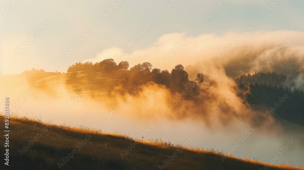 fogging hill on morning. copy space fogging hill on morning. copy space