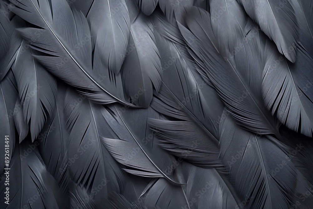 Gray glossy feathers closeup background. Gray glossy feathers closeup background.