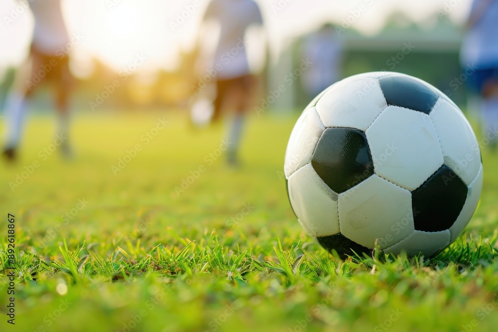 Obraz premium Soccer Ball on Field with Players