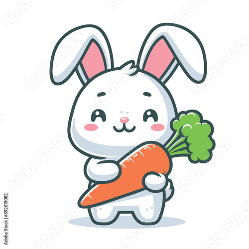 A rabbit holding a carrot Adobe Illustrator Artwork