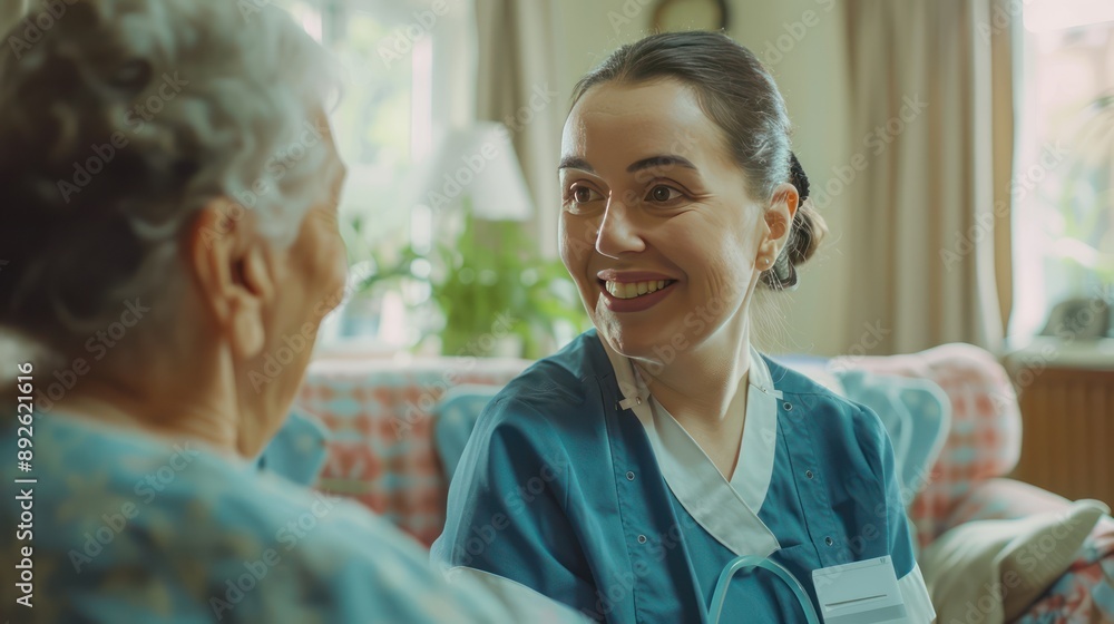 Obraz premium Care worker providing companionship and support to a patient.