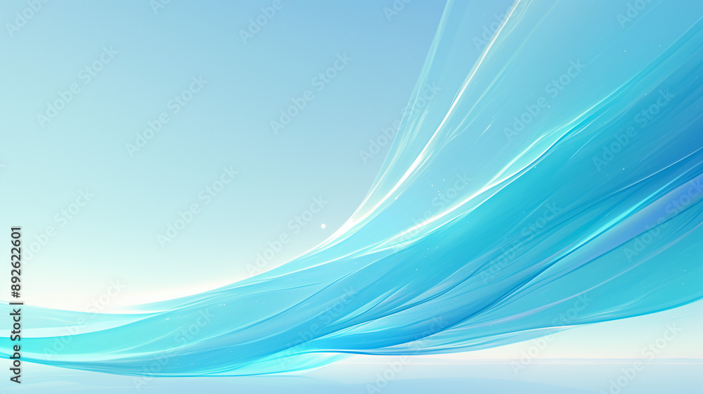Fototapeta premium light turquoise gradient abstract waves with smooth flowing forms and soft glow