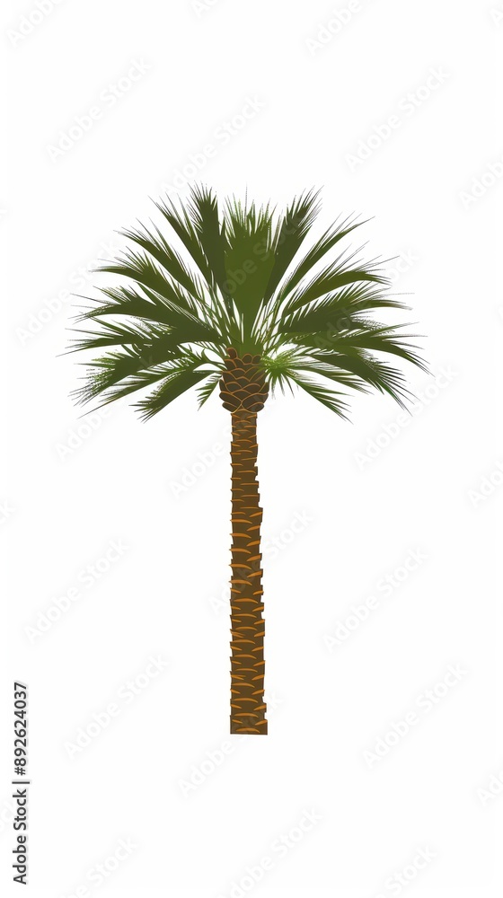 A simple illustration of a date palm, with only one in the center of the image, symbolizing the art. Dynamic on a clean white background. A simple illustration of a date palm, with only one in the center of the image, symbolizing the art. Dynamic on a clean white background.