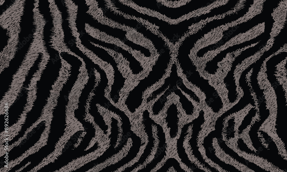 Seamless Black Tiger Skin Pattern Vector Illustration With Exotic Texture. Animal Striped Skin Fur Pattern Texture Background Seamless Black Tiger Skin Pattern Vector Illustration With Exotic Texture. Animal Striped Skin Fur Pattern Texture Background