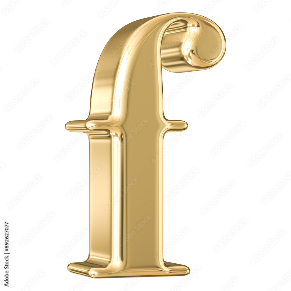 Golden 3D Font Letter f Golden 3D Font Letter f