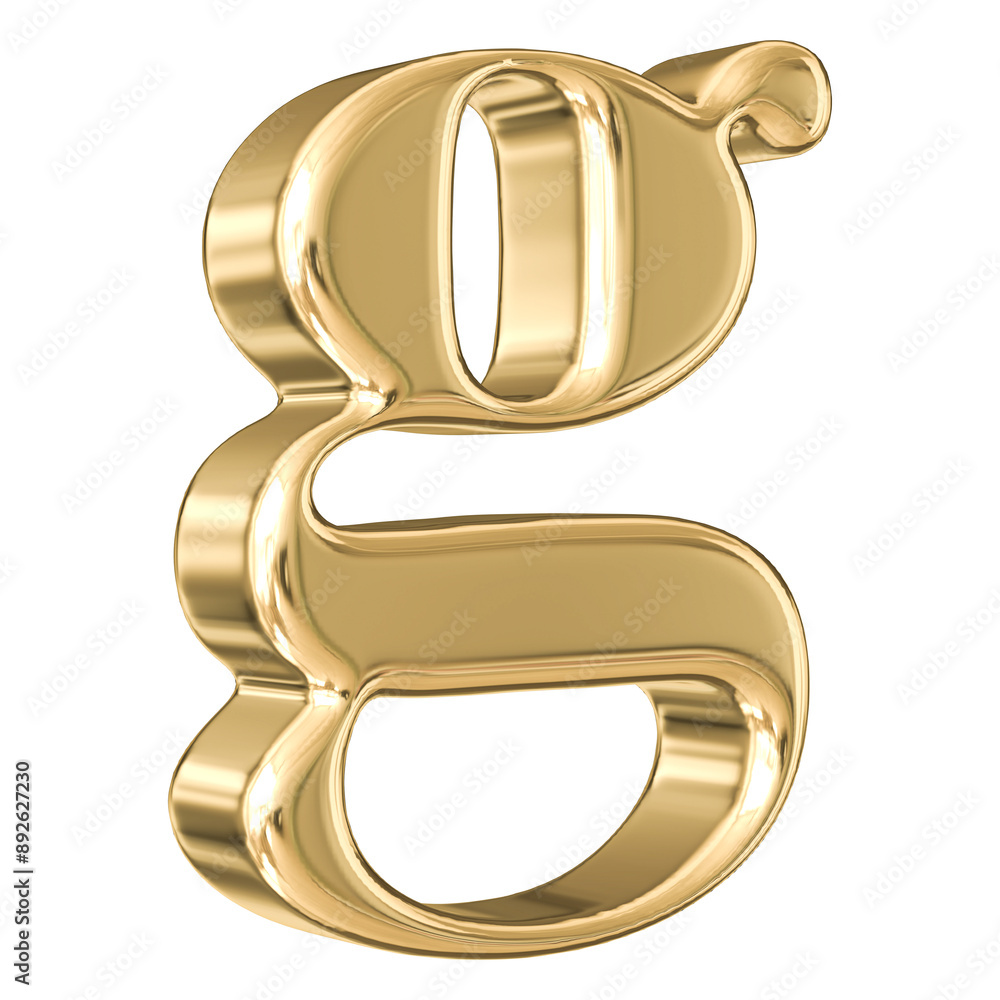 Golden 3D Font Letter g