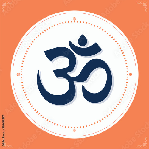 om symbol vector illustration. ohm symbol sign on white background. Symbol of Buddhism and Hinduism religions. The symbol of the divine triad of Brahma, Vishnu and Shiva. Om icon Flat design