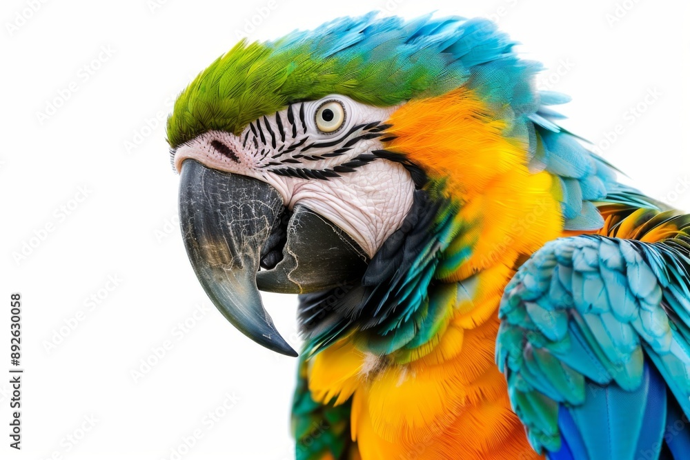 A stunning macaw parrot with bright plumage and a strong beak, showcasing its vibrant colors. The parrot's feathers are a mix of blues, yellows, and greens, creating a mesmerizing visual effect. A stunning macaw parrot with bright plumage and a strong beak, showcasing its vibrant colors. The parrot's feathers are a mix of blues, yellows, and greens, creating a mesmerizing visual effect.