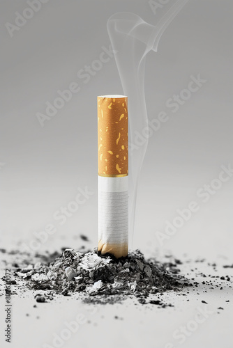 a single cigarette butt symbolizing smoking and health risk