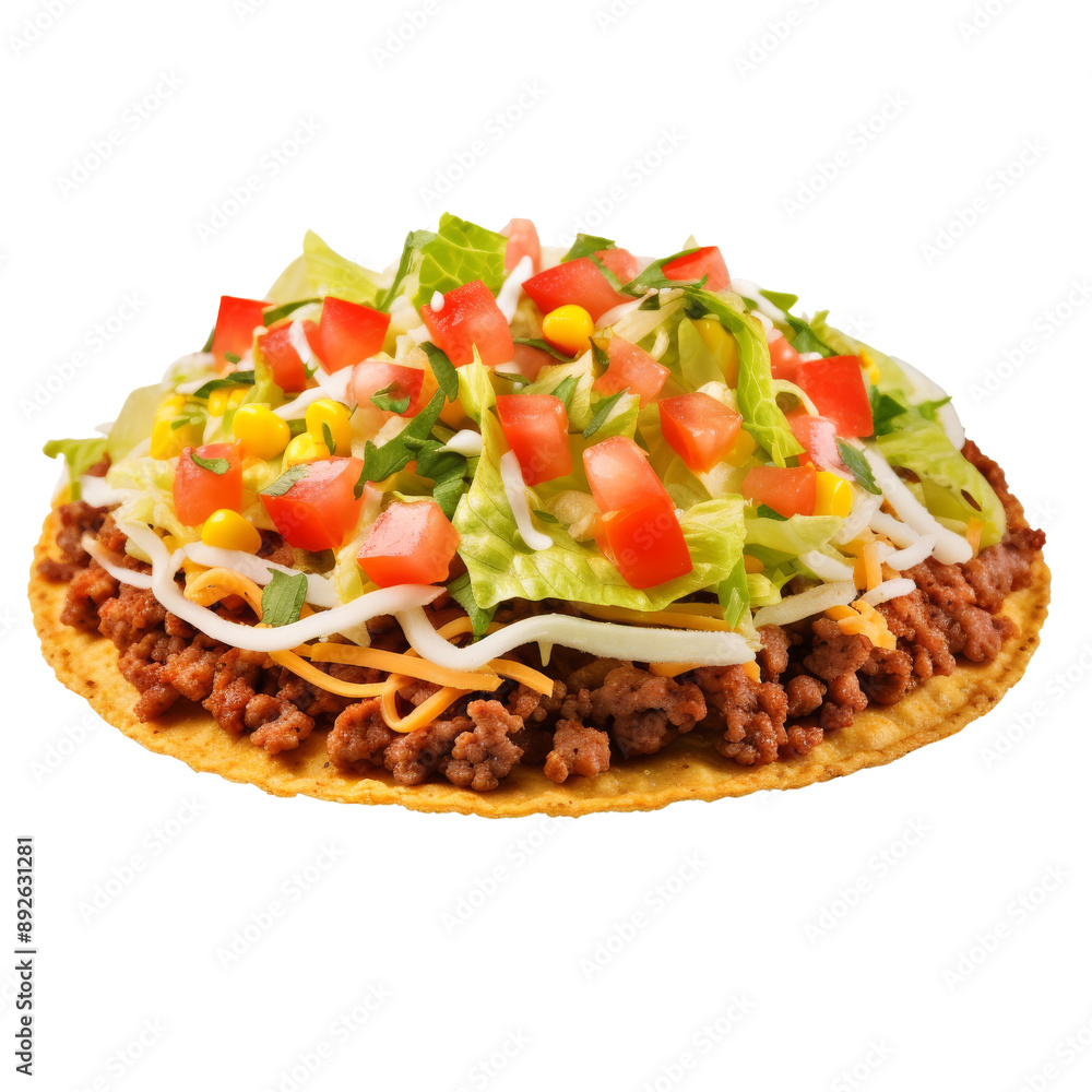 Isolated Taco with Ground Beef, Lettuce, Tomato, and Cheese. Isolated Taco with Ground Beef, Lettuce, Tomato, and Cheese.
