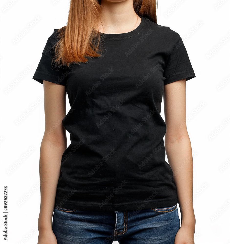 Obraz premium Blank black female t shirt mockup