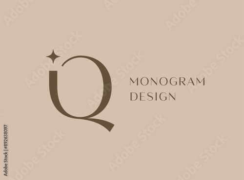 IQ letter logo icon design. Classic style luxury initials monogram.