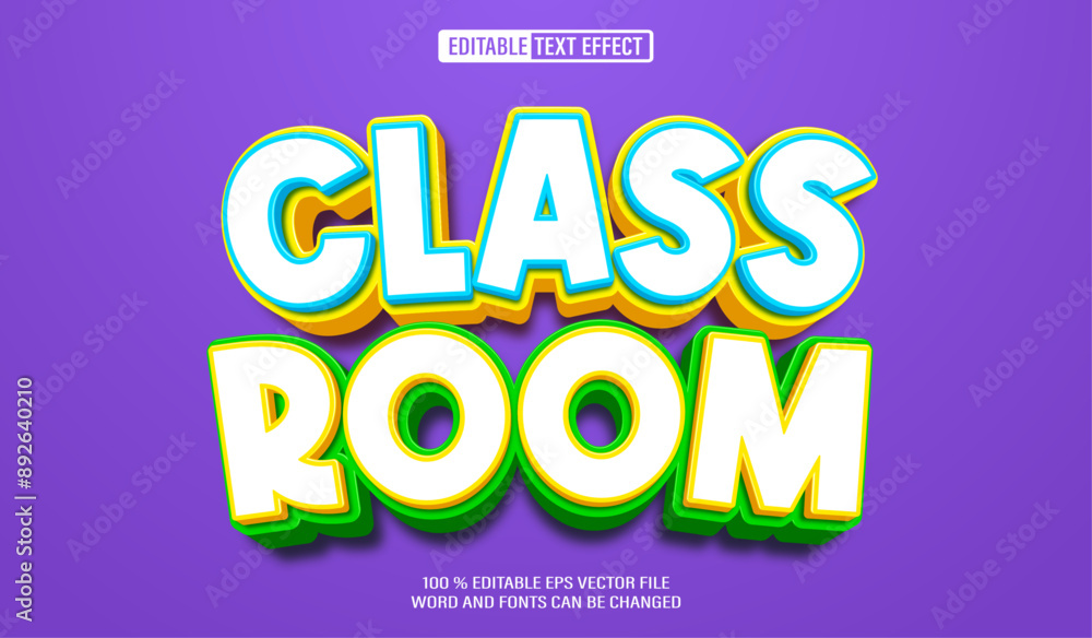 Fototapeta premium Editable 3d text style effect - Class Room text effect Template