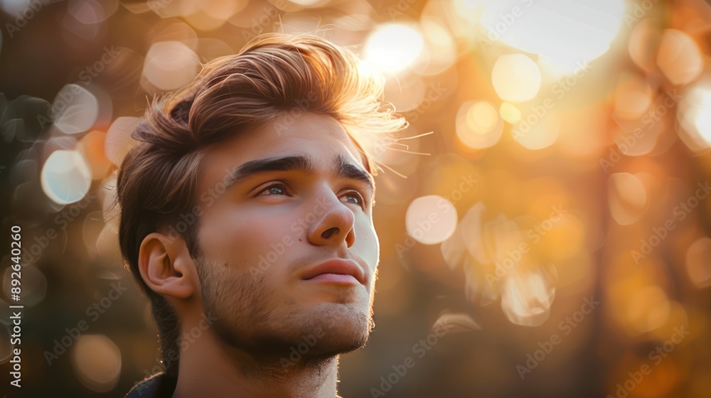 Male portrait of a young man outdoors, with a contemplative expression. Male portrait of a young man outdoors, with a contemplative expression.