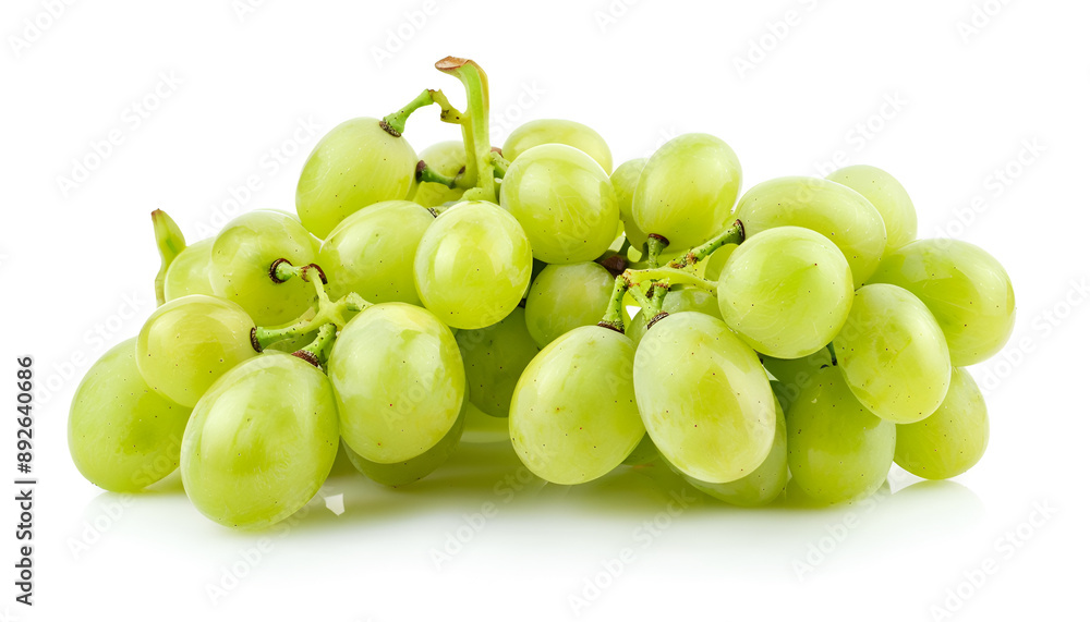 Green grape cluster isolated on white background