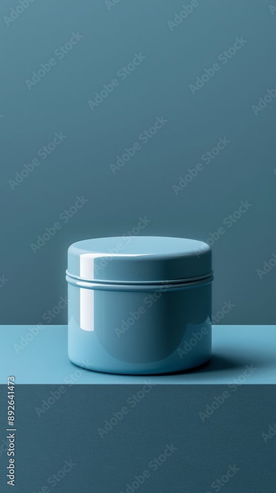 A blue jar sits on a table A blue jar sits on a table