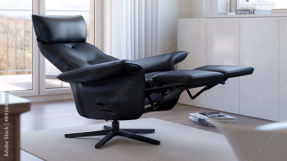 Modern Leather Recliner Chair in Minimalist Home Office Space Modern Leather Recliner Chair in Minimalist Home Office Space
