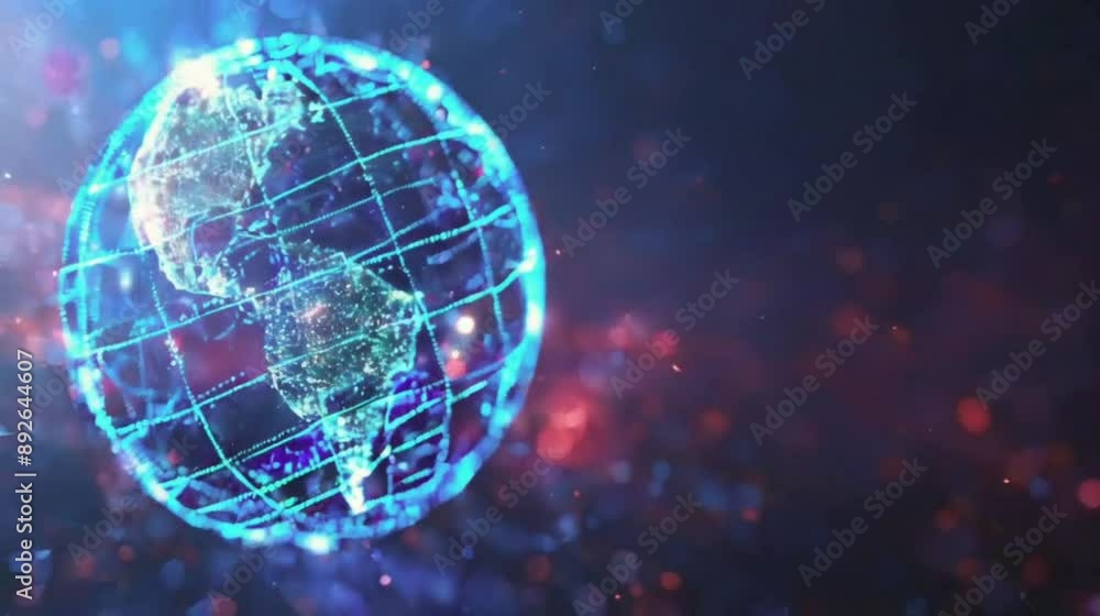 Digital Globe with Abstract Network. A 3D rendering of a digital globe ...