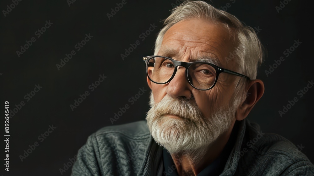 Studio portrait of a senior citizen with a wise and contemplative look. Studio portrait of a senior citizen with a wise and contemplative look.