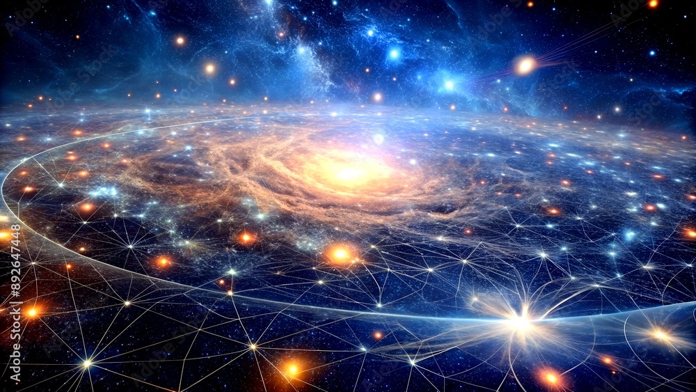 Obraz premium The Cosmic Web: A Tapestry of Stars and Galaxies in the Vast Expanse of Space Generative AI Neural art