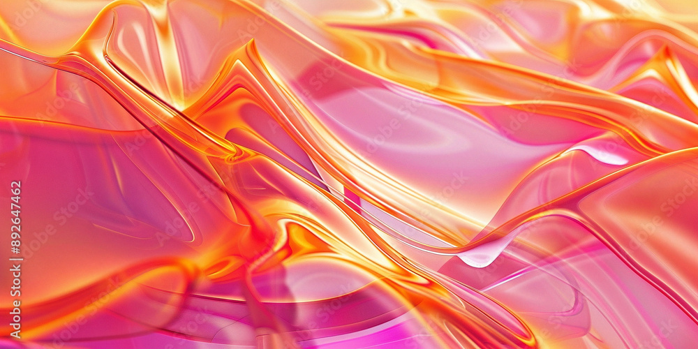 Naklejka premium abstract background with lines shimmering lines and waves in orange and pink