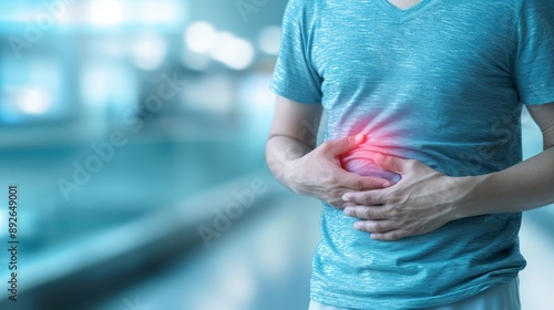 Fototapeta Naklejka Na Ścianę i Meble -  Man with Abdominal Pain in Hospital