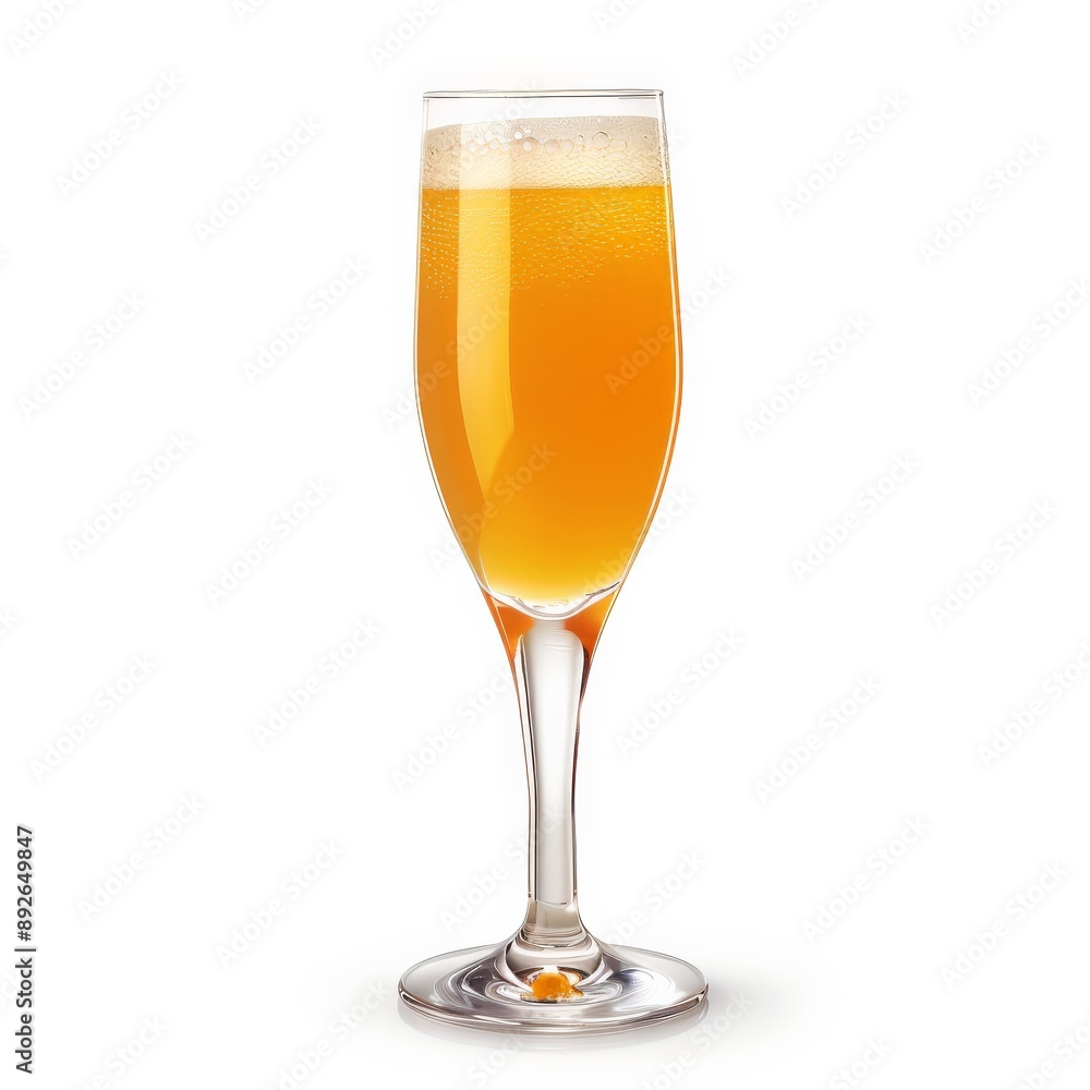 Bubbly Bellini with peachy hue against white backdrop Bubbly Bellini with peachy hue against white backdrop
