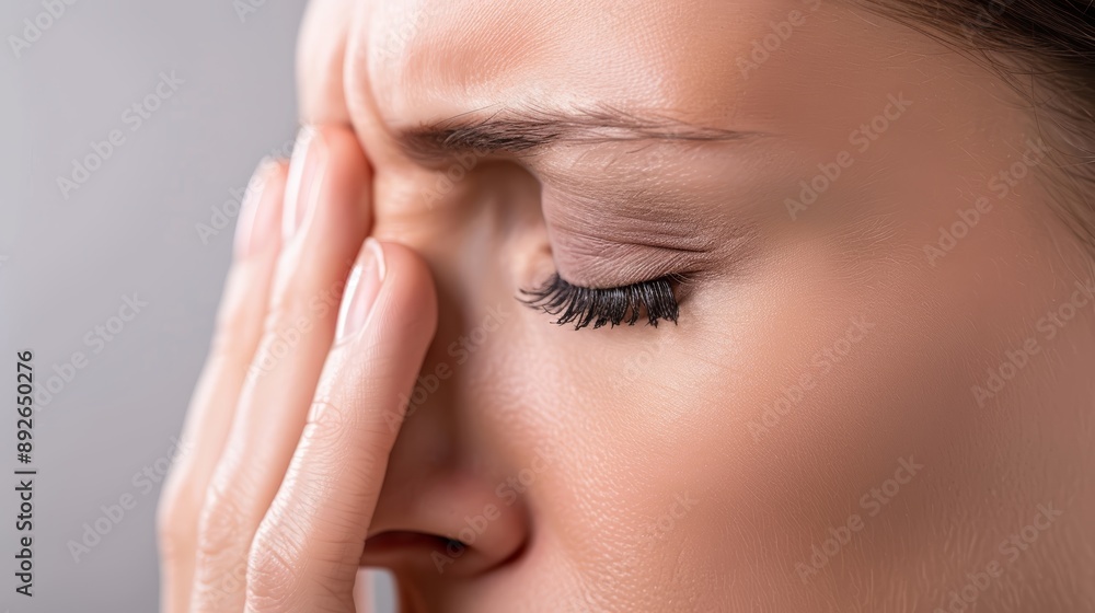 Woman Touching Head in Stress Woman Touching Head in Stress