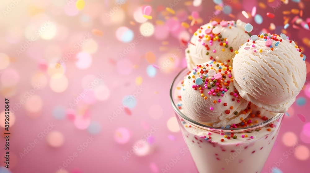Vanilla Ice Cream with Colorful Sprinkles Vanilla Ice Cream with Colorful Sprinkles