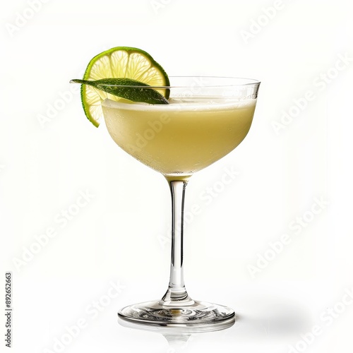 A classic Daiquiri cocktail garnished with a lime wedge