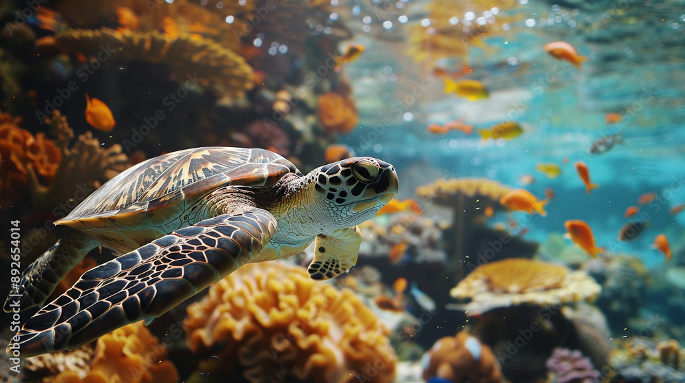 turtle swimming in the sea turtle swimming in the sea
