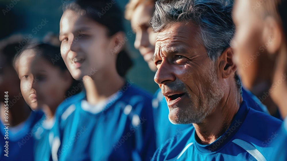 Obraz premium Confident portrait of a coach motivating a team before a game.