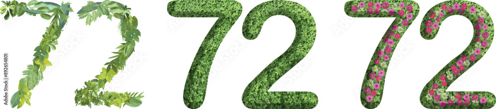 72, design made from green grass, leaves and flower, .suitable for birthday, anniversary and memorial day templates, go green concept
72, design made from green grass, leaves and flower, .suitable for birthday, anniversary and memorial day templates, go green concept