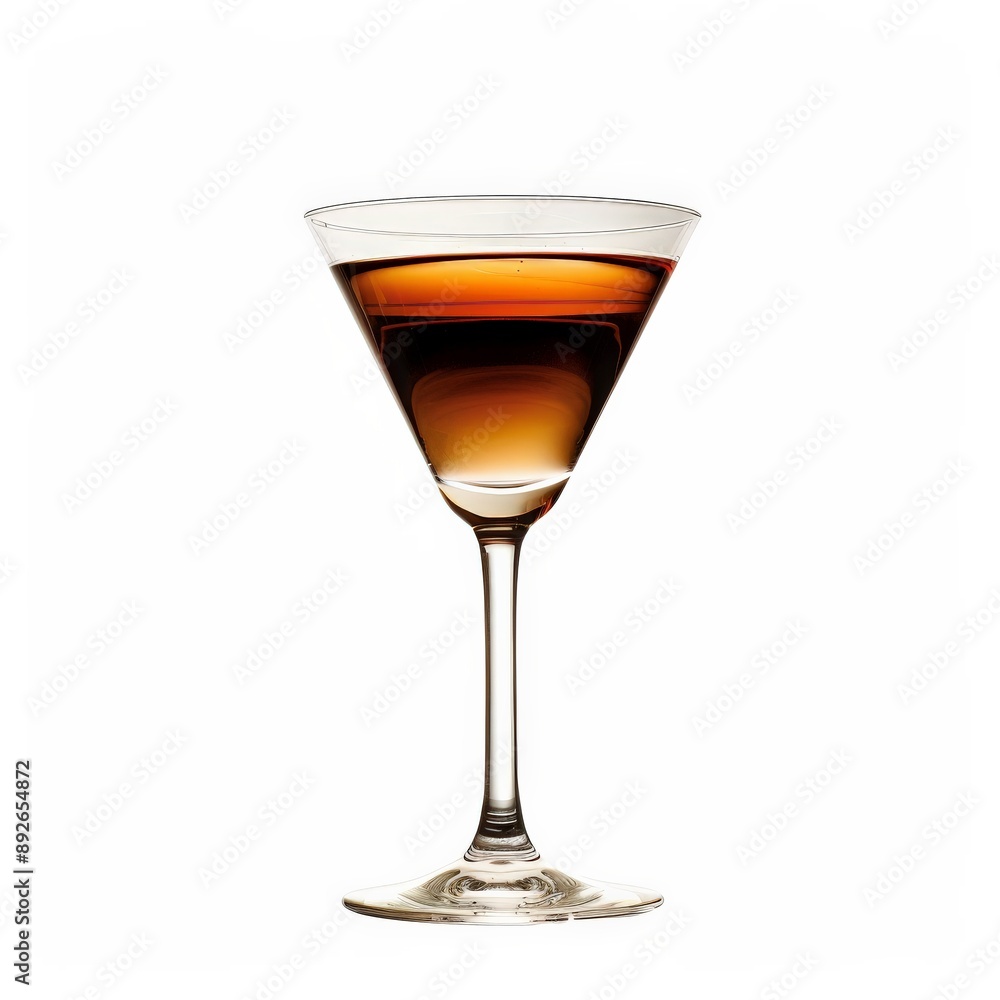 A single glass of Manhattan cocktail, isolated against a white background A single glass of Manhattan cocktail, isolated against a white background
